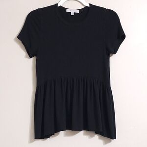 Black Short Sleeve Peplum Top Size XS
